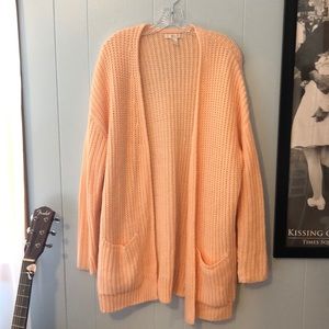 Pink cable knit cardigan